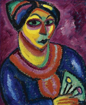  mme - femme avec un ventilateur vert 1912 Alexej von Jawlensky Expressionism
